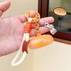 Cartoon Roast Suckling Pig Keyring Funny Toast Pretzel Keychain  Bag Hanging