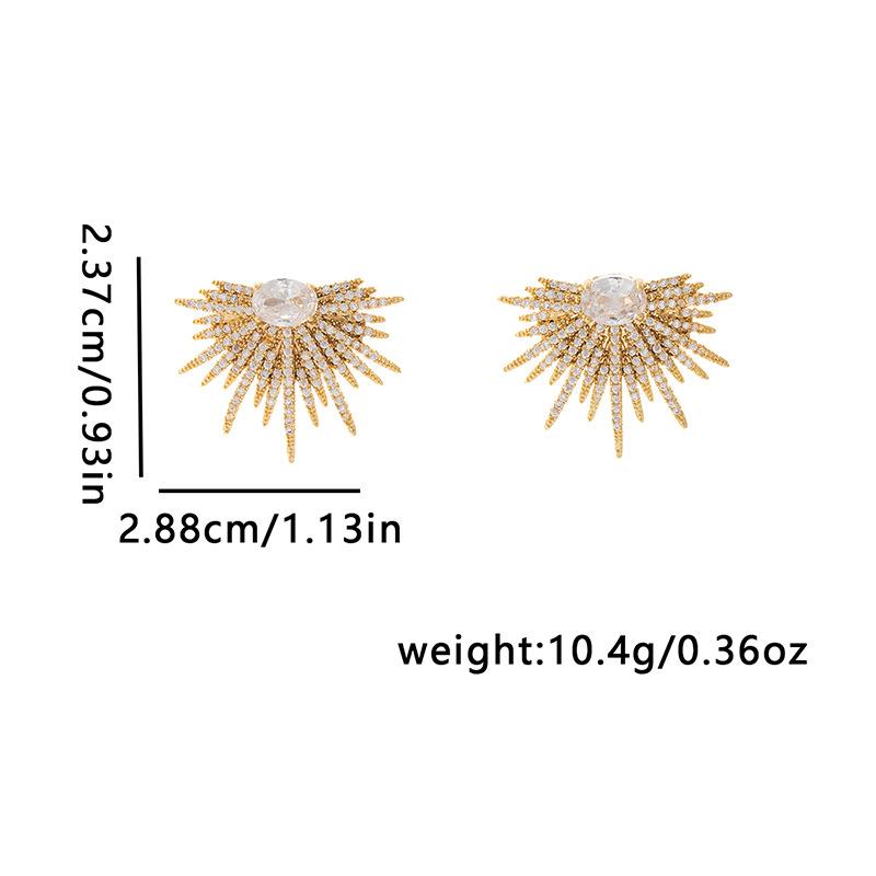 Sun Ray Earrings for Women, Set with Zircon for Light Luxury and Luxury, Vintage and Unique Jewelry Gift