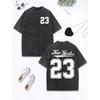 New York Number 23 Art Letter Prints Washed T-Shirt Women Cotton Oversize Tops O-Neck Comfortable T Shirt Womans Clothes