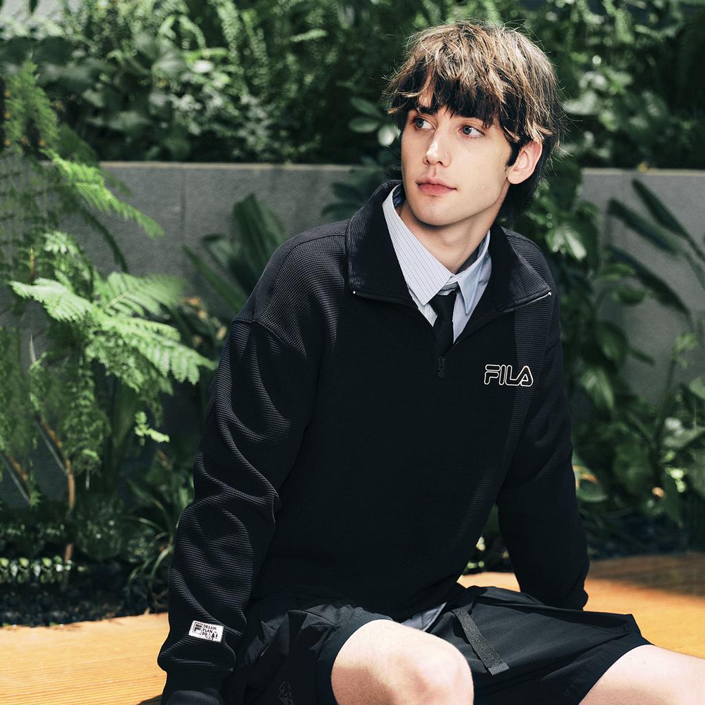 Fila Fashion Versatile Loose Casual Polo Sweatshirt Unisex Sweatshirt F51U539207F-BK