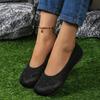 Fashion Hot Selling Women's Round Toe Flats Solid Color Knitted Slip-On Shoes Casual Breathable Ballet Flats Women's Mesh Flats Loafers