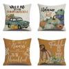Thanksgiving Linen Pillowcase Autumn Pumpkin Print Pillow Cushion Cover