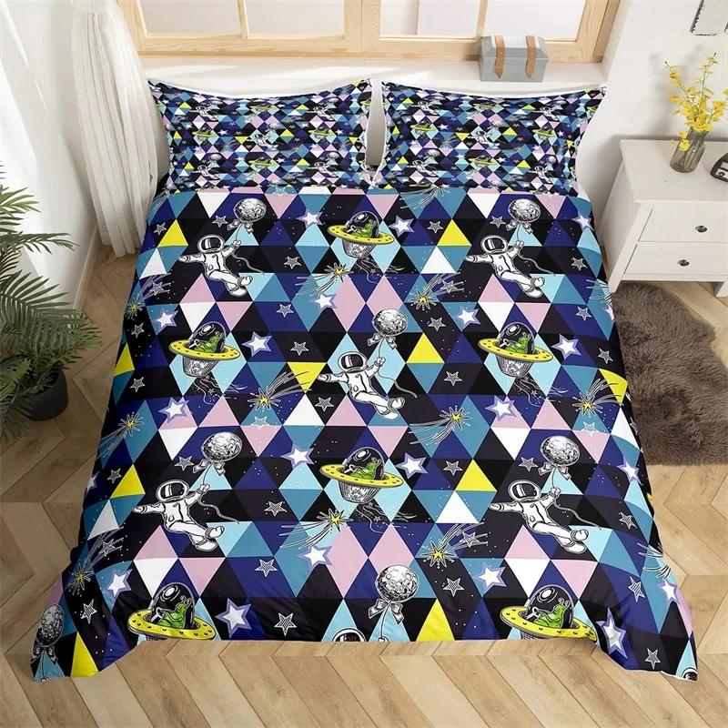 Astronaut Duvet Cover Set, Space Bedding Set for Kids Boys, Sky Galaxy Themed Comforter Cover, Queen/King/Twin Size Quilt Cover