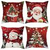 Christmas Decoration Pillow Cover Snowman Santa Claus Christmas Tree Pattern Living Room Sofa Cushion Suite Room Home Decoration