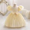 Baby Party Dresses for Girls 2024 Summer Vintage Court Ceremony Birthday Party Ball Gown Puff Sleeve Toddler Kids Princess Dress