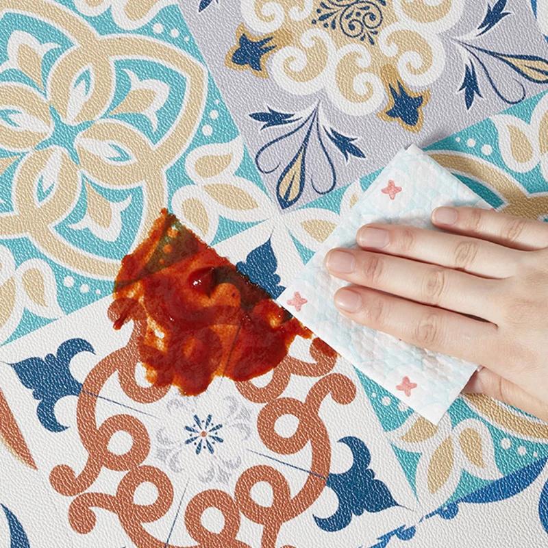 Carpet For Kitchen Floor Mat Pvc Leather Waterproof Non-Slip Foot Mats Oil-Proof Long Rug Spring Flower Home Decoration Rugs