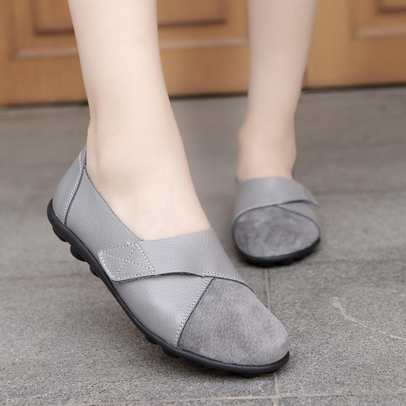 Flats Soft Genuine Leather Shoes for Women 2024 Plus Size Ladies Mocassin Boat Hook Loop Mocasines De Mujer Chaussure Femme