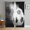 Soccer Balls Football Design Tulle Curtains for Living Room Drapes Window Sheer Modern Curtains for Bedroom Decor