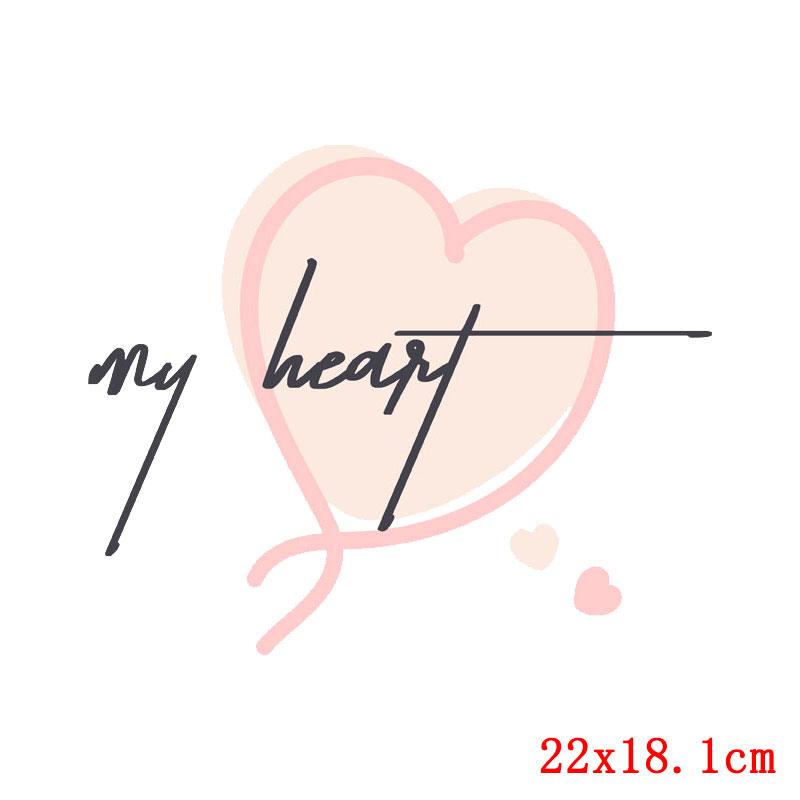 Fashion Patch Letters Thermo Patches On Clothes Flower Heart Thermal Applique For T-Shirt Sticker Iron On Transfer For Clothing