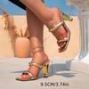 Women's High-heeled Sandals Gold Special-shaped Heel One-pedal Sandals Fashion Party Square Head Simple Rear Empty High-heeled Sandals