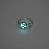 Hollow Out Luminous Cat's Paw Ring Glow In Dark Light Adjustable Ring Glowing Finger Ring  Girls