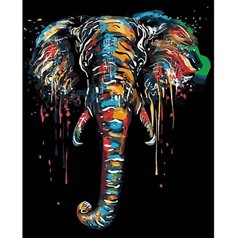 LS2101 Digital Oil Painting Watercolor Landscape Color Elephant Head DIY Painting Digital Kit Living Room Decoration Painting Christmas Gift
