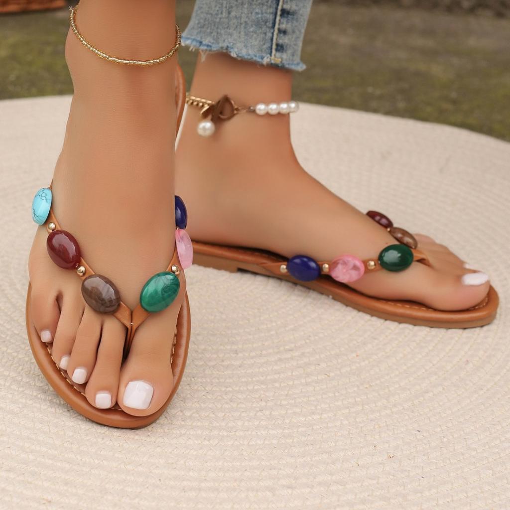 Plus-size Slipper Lady 45 Fashion Outside Wearing All-match Flat Flip-flops Beach Sandals