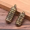 Hollow Brass Buddha Sutra Cylinder Pendant Keychain Necklace Jewelry Pill Box