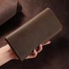 Men's Genuine Leather Trifold Wallet - Large Capacity Retro Crazy Horse Leather Clutch