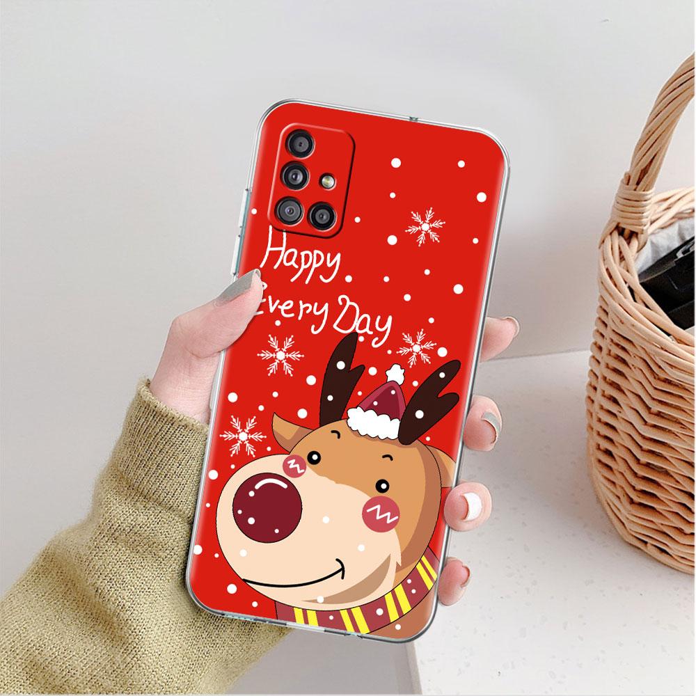 Snow Merry Christmas Clear Case For Samsung Galaxy A52 A12 A51 A32 A21s A71 A32 A22 50 A70 A31 A72 5G Phone Cover