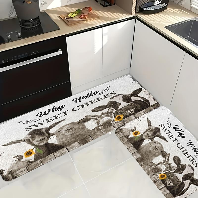 1Pcs Cow Pattern Floor Mat Modern Kitchen Polyester Rug Non-Slip Colorful Indoor Carpet, For Home Bathroom Bedroom Living Room Decor