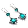 Natural Indicolite Tourmaline Gemstone 925 Sterling Silver Earring 2.09" c0Z14