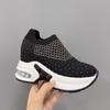 Inner Heightening Platform Women's Shoes 2025 Autumn New Lightweight Breathable Fly-woven Shoes Running Shoes Air Cushion Sports and Leisure Women's