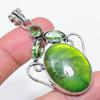 Natural Green Labradorite, Tsavorite 925 Sterling Silver Pendant 2.36" V8K06
