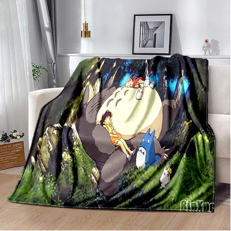 Throw Blanket Totoro Hayao Miyazaki Black Cat Throw Blanket Bedspread Sofa Soft Blanket  Adult/children Blanket Travel Camping