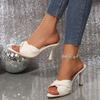 Women's Shoes 2025 New Summer Fashion High-heeled One-word Cool Slippers Women Wear High-heeled Slippers