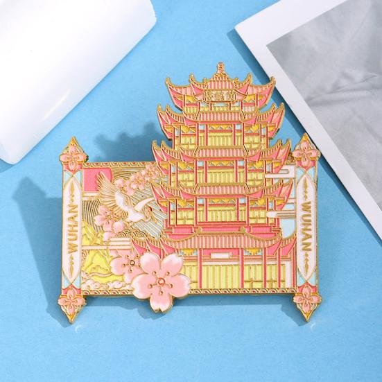 Магнит на холодильник с желтой башней «Журавли» 3D, достопримечательность Уханя, здание в китайском стиле, магнит на холодильник