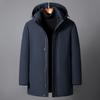 Middle-aged Men Down Jacket Winter Outerwears Liner Detachable White Duck Down Coat For Men Hooded Parka