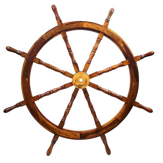 Nautical Brass Ship Wheel Home Wall Decor