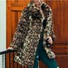 Women Leopard Faux Fur Coats Winter Warm Thick Hooded Jacket Long Sleeve Zipper Loose Plus Size Jacket Autumn and Winter New Leopard  Retro Fashion