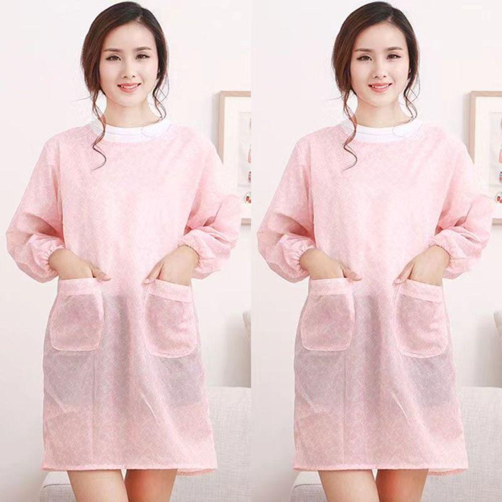 Polyester Long Sleeve Apron Oil Resistant Kitchen Long-Sleeved Smock Waterproof Apron Canteen