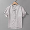 Men's Spring and Summer Wrinkled Linen Short-sleeved Shirt
