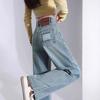 2025 Women's Light Wash Ripped Jeans: High Waist, Loose, Straight Leg, Floor-Length, Thin Summer Casual Pants