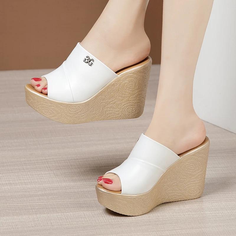Summer New Ladies Slippers Fashion Platform Wedge Women's Sandals 2024 Designer High Heel Sandals Open Toe Fish Mouth Shoes