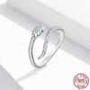 925 Sterling Silver Snake Ring Original White Gold-plated Inlaid Zircon Opening Adjustable Woman Ring Valentine's Day Girlfriend Gift
