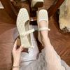 Fashion French Mary Jane Single Shoes Women's Hollow Mesh Woven Block Heel Summer 2025 New Style with Skirt Grandma Shoes