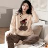 Warm Sleepwear for Winterthickened Warm Flannel Pajamas Student Long Sleeve Cartoon Ladies Loungewear Setpajamas Woman Offer