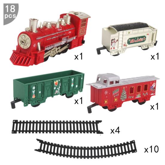 Kids Electric Train Toy Kit with Track Accessories Toddlers Educational DIY Track Building Christmas Mini Classical Train Toy with Light Music