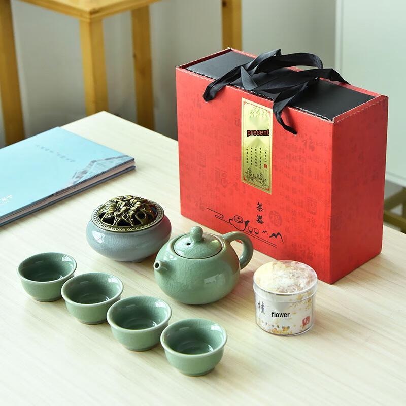 Qingsongshen Guochao Ge Kiln Ceramic Gongfu Tea Set