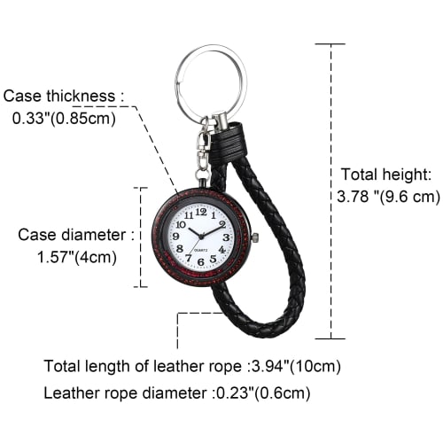 Lancardo Carabiner Watch, Nurse Watch, Pocket Watch with Keychain, Leather Rope, Analog, Diamond, Trunk, Easy To Read, Perfect for Everyday Use, Mount