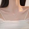 S999 Pure Silver Flexible Bow Necklace Women's Diamond-Embedded Light Luxury Minority Design Clavicle Chain Sterling Silver Necklace