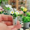 Miniature Potted Lily Toy Realistic Resin Mini Flower Vase Model Figurine DIY Photo Prop 1/12 Dollhouse Decoration Accessories