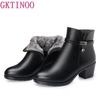 Fashion GKTINOO 2025 NEW Fashion Soft Leather Women Ankle Boots High Heels Zipper Shoes Warm Fur Winter Boots for Women Plus Size 35-43