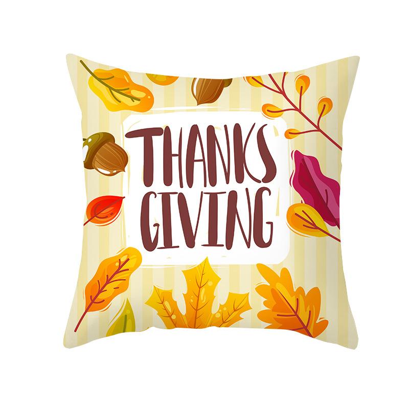 Autumn Harvest Thanksgiving Cushion Cover New Arrival Turkey Pumpkin Peach Skin Printed Cushion