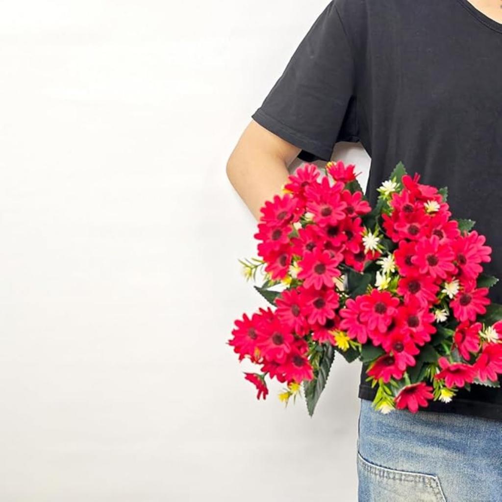 3 Pcs Real Touch Artificial Daisy Flowers Fake Bouquet for Home Decorations Simulated Flowers Faux Floral Daisy Bouquet Pack for Decor