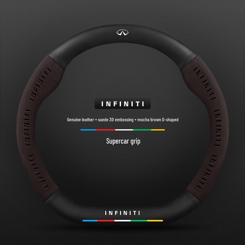 Чехол на руль для специального автомобиля Infiniti - Натуральная кожа, Замша, Углеволокно, Универсальный, Дышащий, Всесезонный