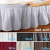 Wrap Around Home Decor Bed Skirt Elastic Band Ruffled Bed Apron Hotel Pure Color Easy Fit
