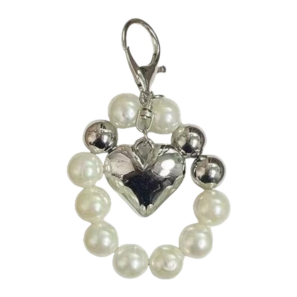 Sweet Heart Bowknot Beaded Keychain Pendant Lovely Hangings Decorations Keyring Charm for Purse Bag Backpack Handbag