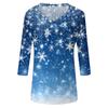 Women's T Shirt CHristmas Print 3/4 Sleeve Daily Weekend Fashion Basic V- Neck Regular Top