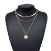 Minimally Designed Multi-layer  Pendant Necklace, Fashionable And Personalized For Women, Featuring Gold Beads, Circular Blades, And Necklaces